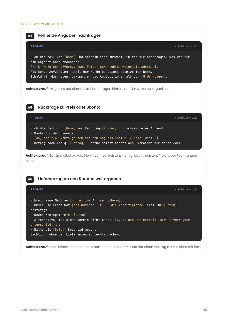 Seitenvorschau: Antwort-Prompts A1 bis A3